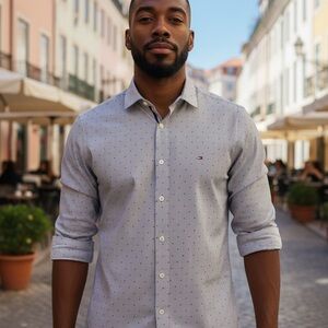 Tommy Hilfiger Men's Gray Patterned Shirt